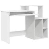 Desk with Storage White 120.5 x 44 x 88.5 cm Engineered Wood - 45-Degree Angle