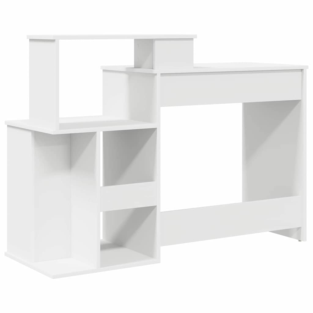 Desk with Storage White 120.5 x 44 x 88.5 cm Engineered Wood