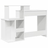 Desk with Storage White 120.5 x 44 x 88.5 cm Engineered Wood - Low Angle