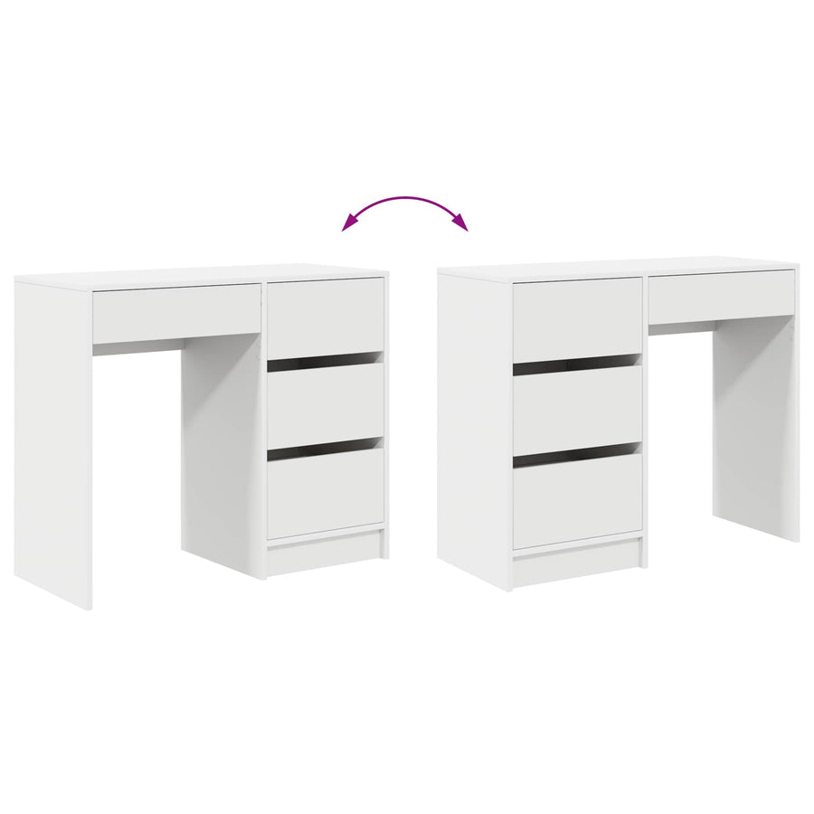 Desk White Engineered Wood 90 x 37.5 x 75 cm