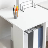 Desk with Storage White 130 x 50.5 x 75 cm Engineered Wood - Top-Down View