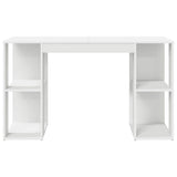 Desk with Storage White 130 x 50.5 x 75 cm Engineered Wood - 45-Degree Angle
