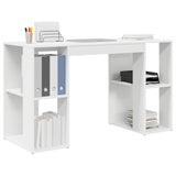 Desk with Storage White 130 x 50.5 x 75 cm Engineered Wood - Side View