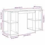 Desk with Shelf White 130 x 50.5 x 75 cm Engineered Wood