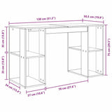 Desk with Storage White 130 x 50.5 x 75 cm Engineered Wood - Extra Image