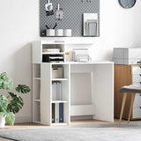 Desk with Storage White 90 x 48 x 101.5 cm Engineered Wood