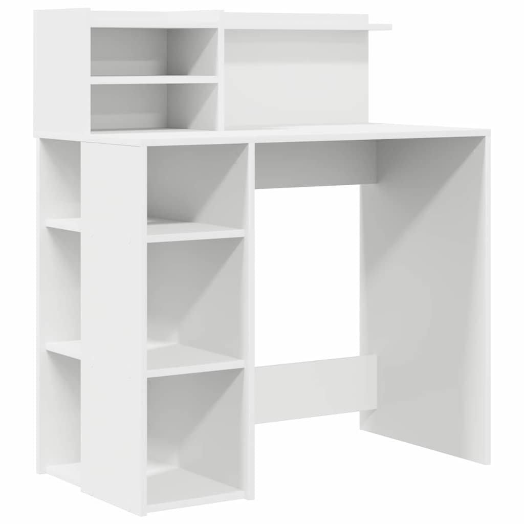 Desk with Storage White 90 x 48 x 101.5 cm Engineered Wood
