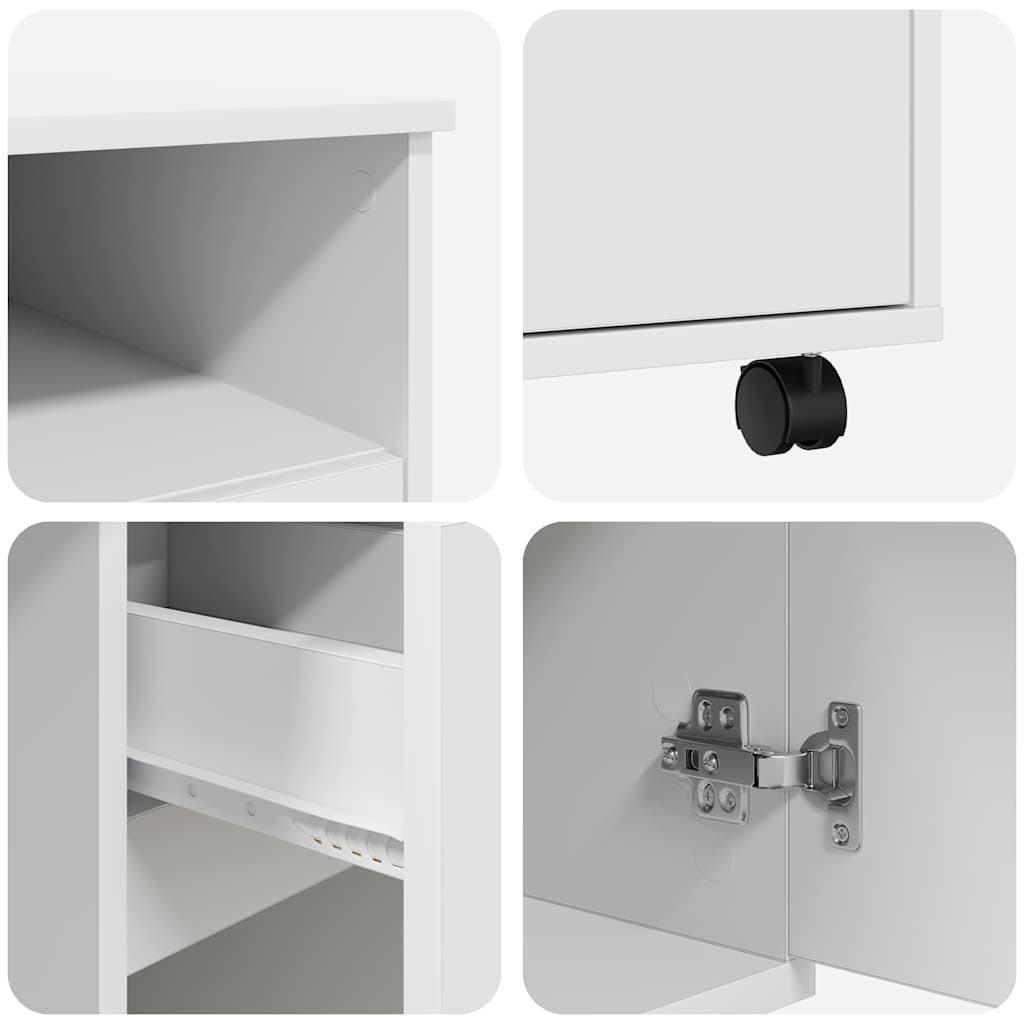 Desk with Wheels White 91 x 50 x 77 cm Engineered Wood