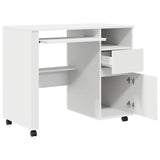 Desk with Wheels White 91 x 50 x 77 cm Engineered Wood - 45-Degree Angle
