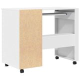 Desk with Wheels White 91 x 50 x 77 cm Engineered Wood - Low Angle