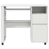 Desk with Wheels White 91 x 50 x 77 cm Engineered Wood - Rear View