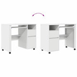 Desk with Wheels White 91 x 50 x 77 cm Engineered Wood