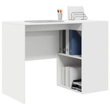 Desk with Shelf White 102 x 50 x 75 cm Engineered Wood - Side View