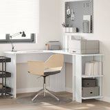 Corner Desk with Storage with Shelf White 140 x 113.5 x 75 cm