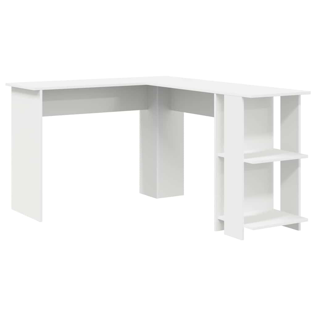 Corner Desk with Storage with Shelf White 140 x 113.5 x 75 cm