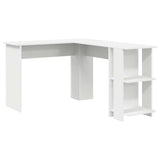 Corner Desk with Storage with Shelf White 140 x 113.5 x 75 cm - Front View