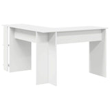 Corner Desk with Storage with Shelf White 140 x 113.5 x 75 cm - Close-Up Angle