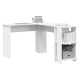 Corner Desk with Storage with Shelf White 140 x 113.5 x 75 cm - Side View