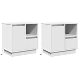 Bedside Cabinet 2 pcs White 50 x 34.5 x 50 cm. Engineered wood - Front View
