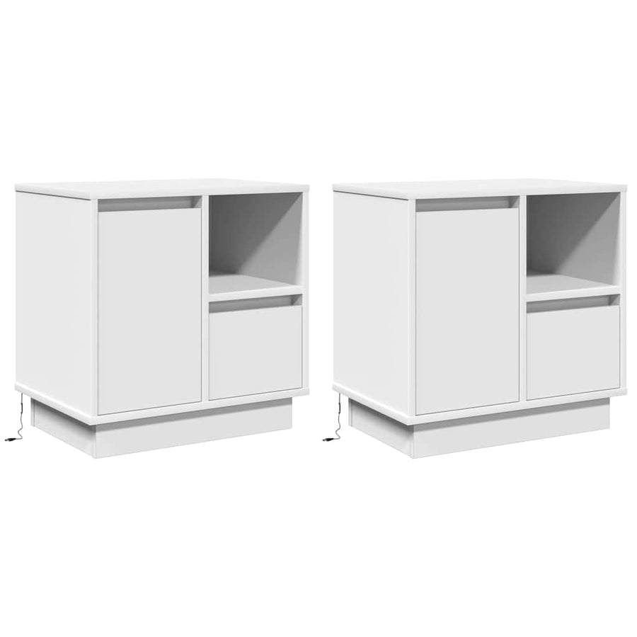 Bedside Cabinet 2 pcs White 50 x 34,5 x 50 cm. Engineered wood