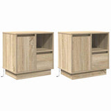 Bedside Cabinet with Drawer 2 pcs Sonoma oak 50 x 34.5 x 50 cm. - Front View