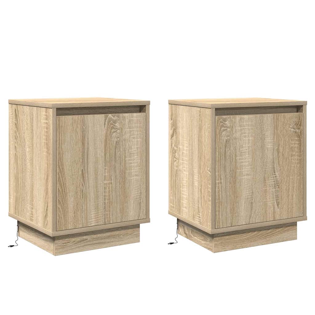 Bedside Cabinet with 2 pcs Sonoma oak 39 x 34.5 x 50 cm