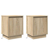 Bedside Cabinet with 2 pcs Sonoma oak 39 x 34.5 x 50 cm - Front View
