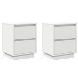 Bedside Cabinet 2 pcs White 39 x 34.5 x 50 cm Engineered wood - Front View