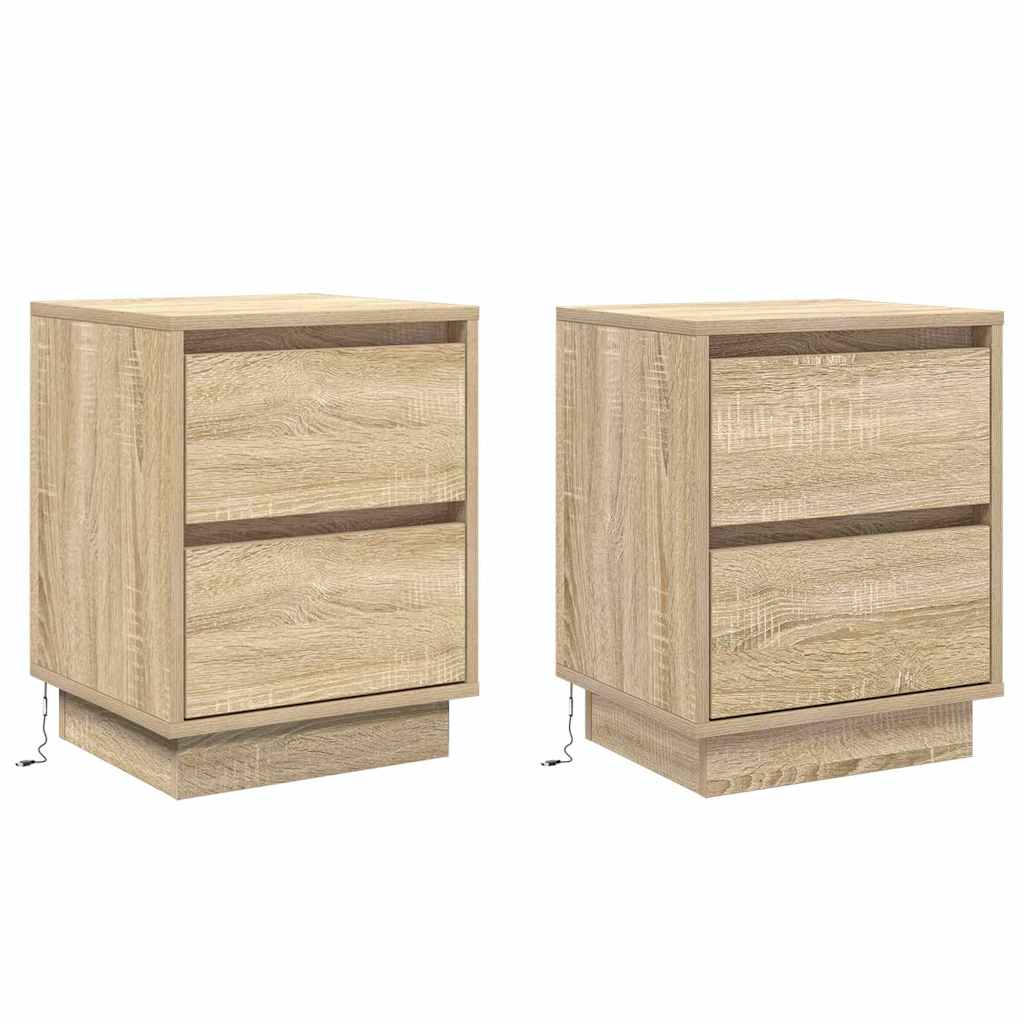 Bedside Cabinet with Drawer 2 pcs Sonoma oak 39 x 34.5 x 50 cm