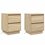 Bedside Cabinet with Drawer 2 pcs Sonoma oak 39 x 34.5 x 50 cm - Front View