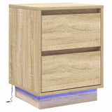 Bedside Cabinet with Drawer 2 pcs Sonoma oak 39 x 34.5 x 50 cm - Rear View