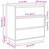 Bedside Cabinet with White 71 x 34.5 x 75 cm Engineered wood - Extra Image