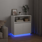 LED Sideboard White 71 x 34,5 x 75 cm Engineered Wood