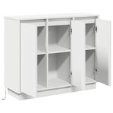 LED Sideboard White 90 x 32 x 75 cm Engineered Wood - Close-Up Angle