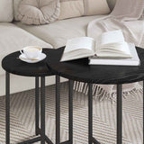 Side Table Set 2 pcs Black oak 50 x 50 x 50 cm - Top-Down View