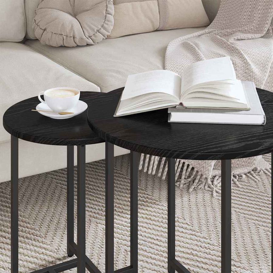 Side Table Set 2 pcs Black Oak 50 x 50 x 50 cm