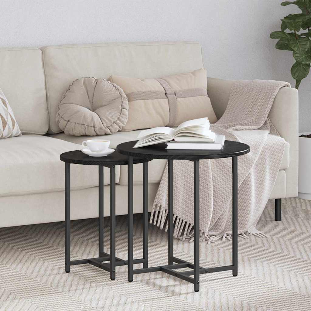 Side Table Set 2 pcs Black oak 50 x 50 x 50 cm