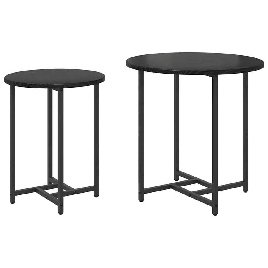 Side Table Set 2 pcs Black Oak 50 x 50 x 50 cm
