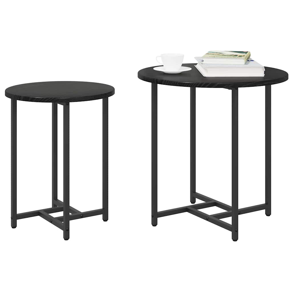 Side Table Set 2 pcs Black oak 50 x 50 x 50 cm