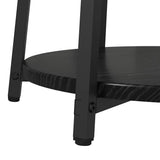 Side Table Set with Shelf 2 pcs Black Oak
