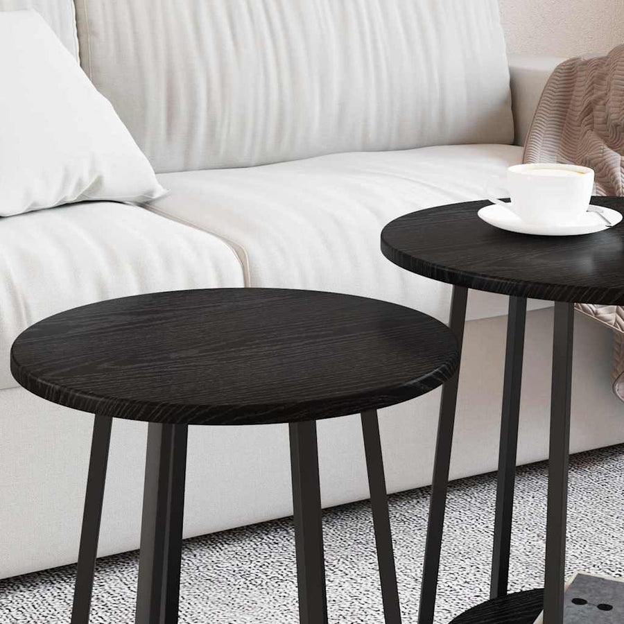 Side Table Set 2 pcs Black Oak 50 x 50 x 51 cm