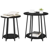 Side Table Set with Shelf 2 pcs Black oak 50 x 50 x 51 cm - Side View