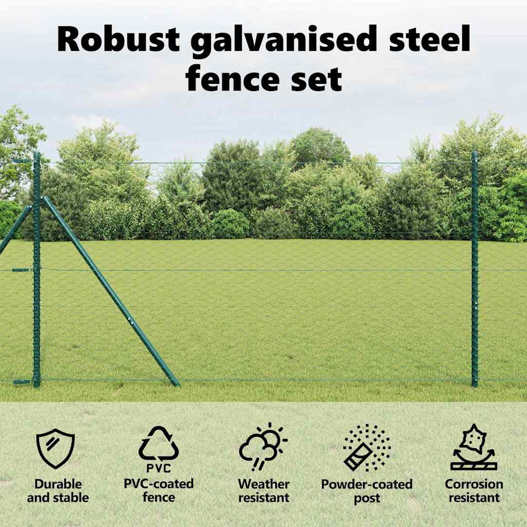Hexagonal Fence Ground Fix 25 x 1 m PVC-Coated Steel Mesh
