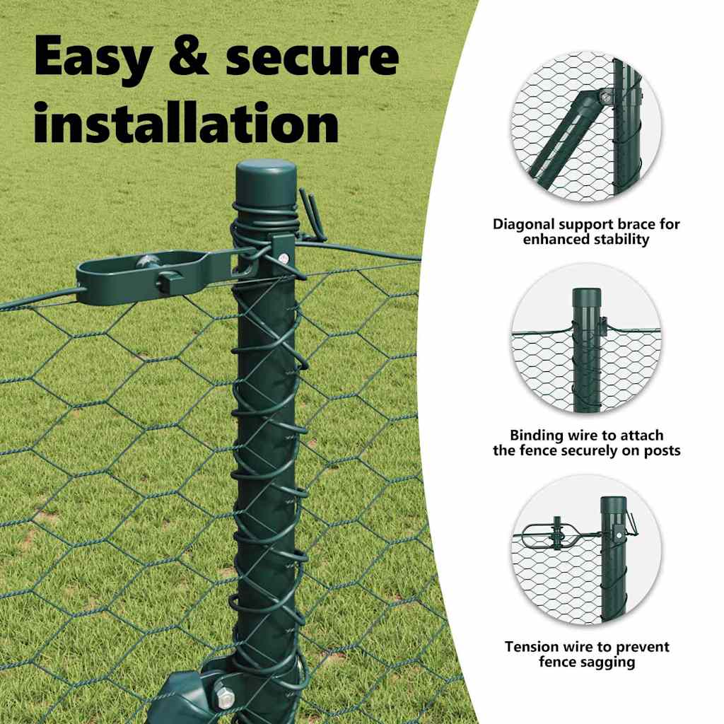 Hexagonal Fence Ground Fix 25 x 1 m PVC-Coated Steel Mesh