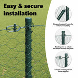 Hexagonal Fence Ground Fix 25 x 1,5 m PVC-Coated Steel Green - Low Angle