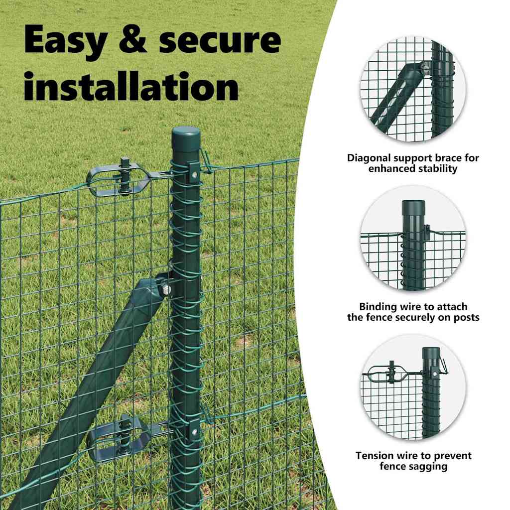 Welded Wire Fence Ground Fix 10 x 0,5 m PVC-Coated Steel Green