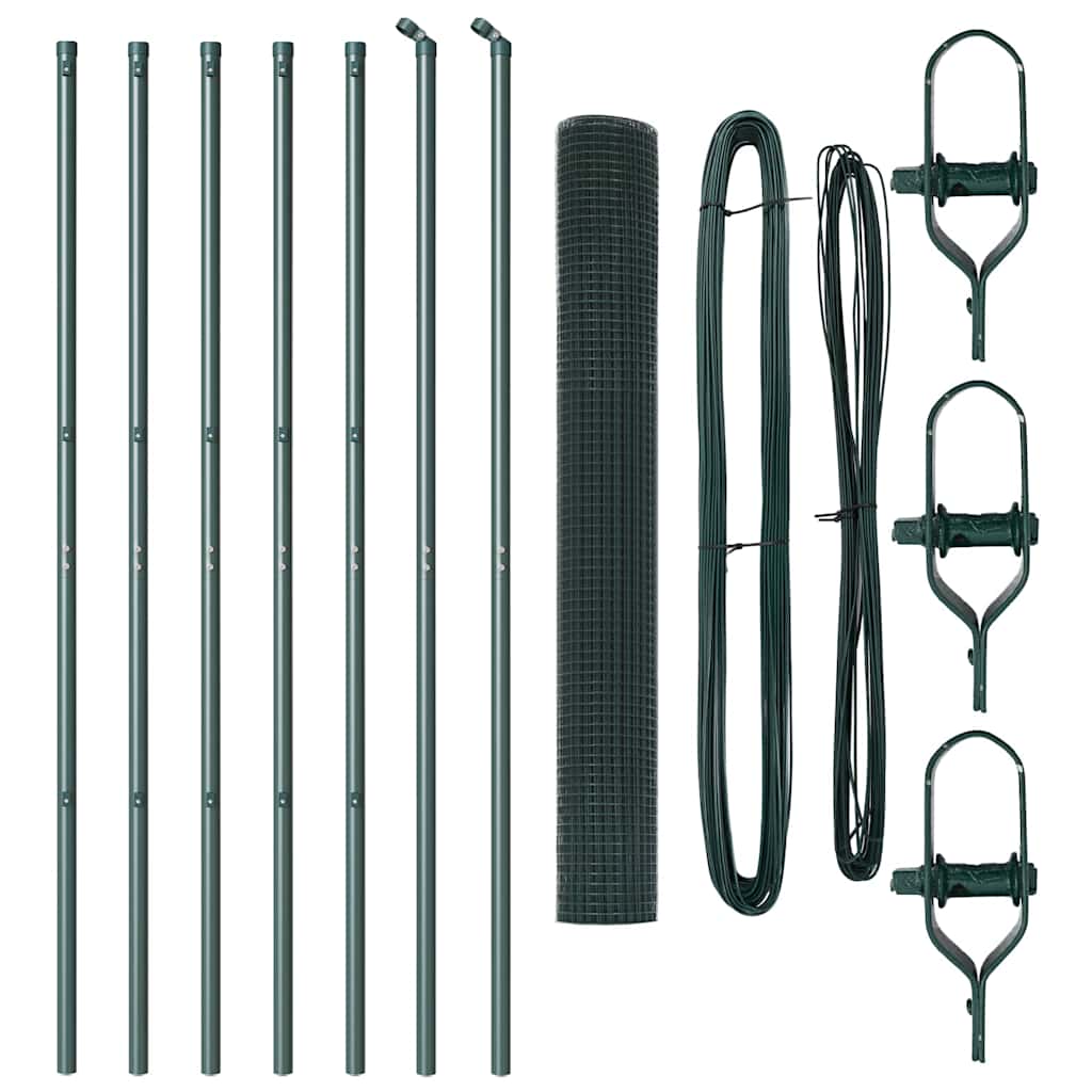 Welded Wire Fence Ground Fix 10 x 1 m PVC-Coated Steel Green