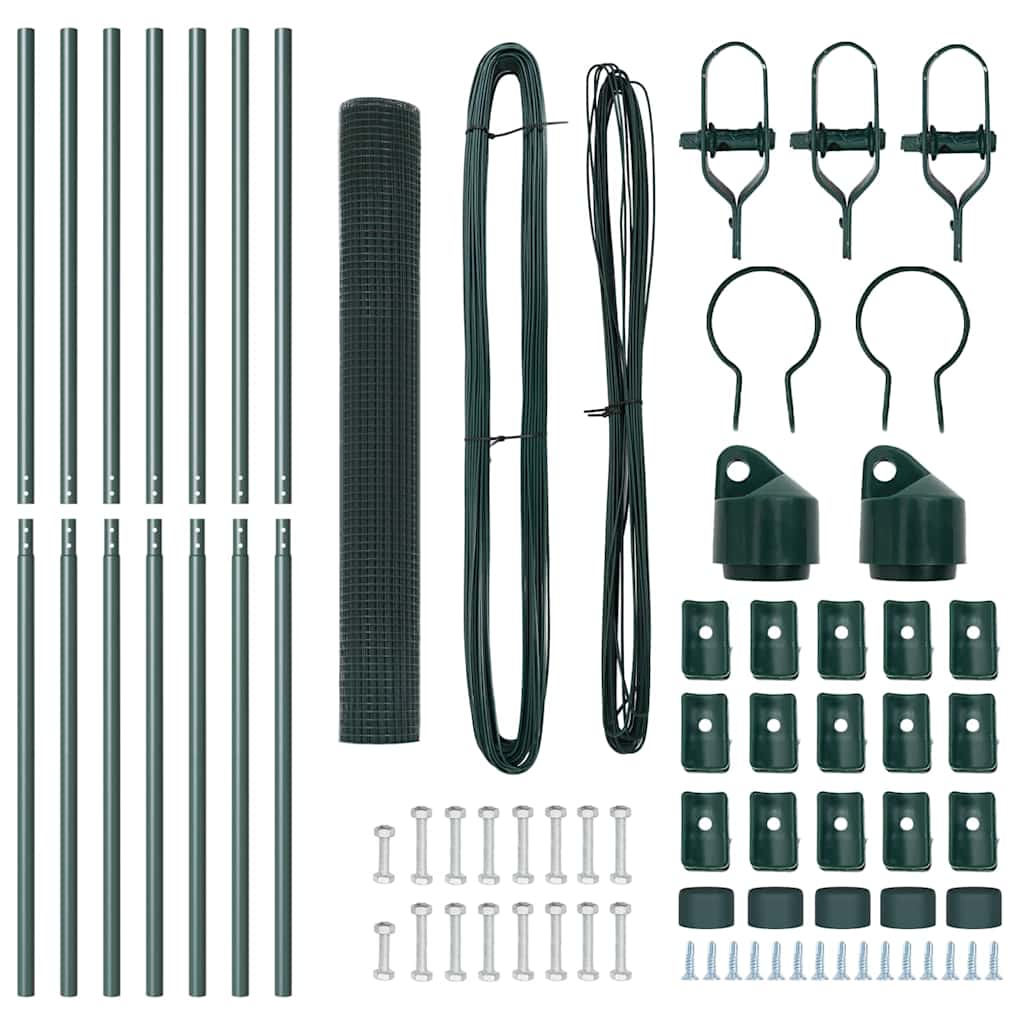 Welded Wire Fence Ground Fix 10 x 1 m PVC-Coated Steel Green