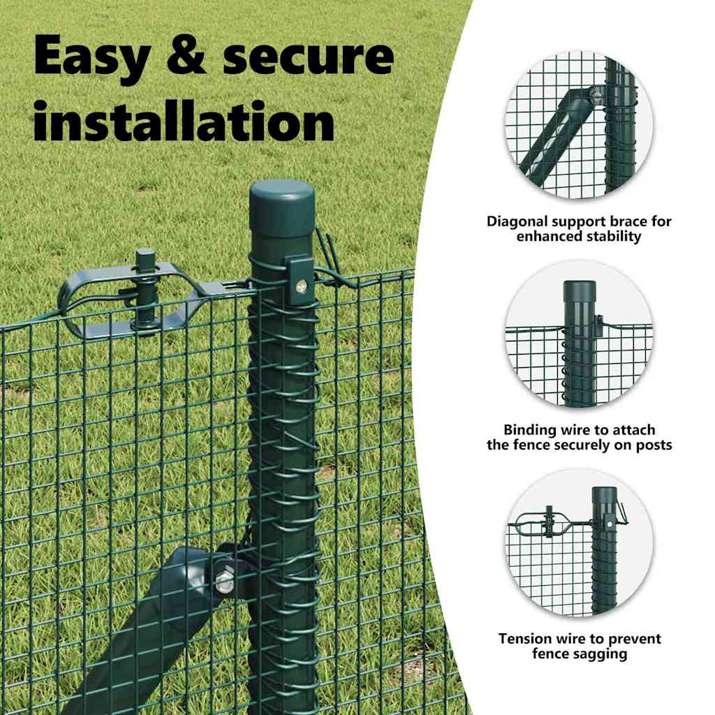 Welded Wire Fence Ground Fix 25 x 0,5 m PVC-Coated Steel Green