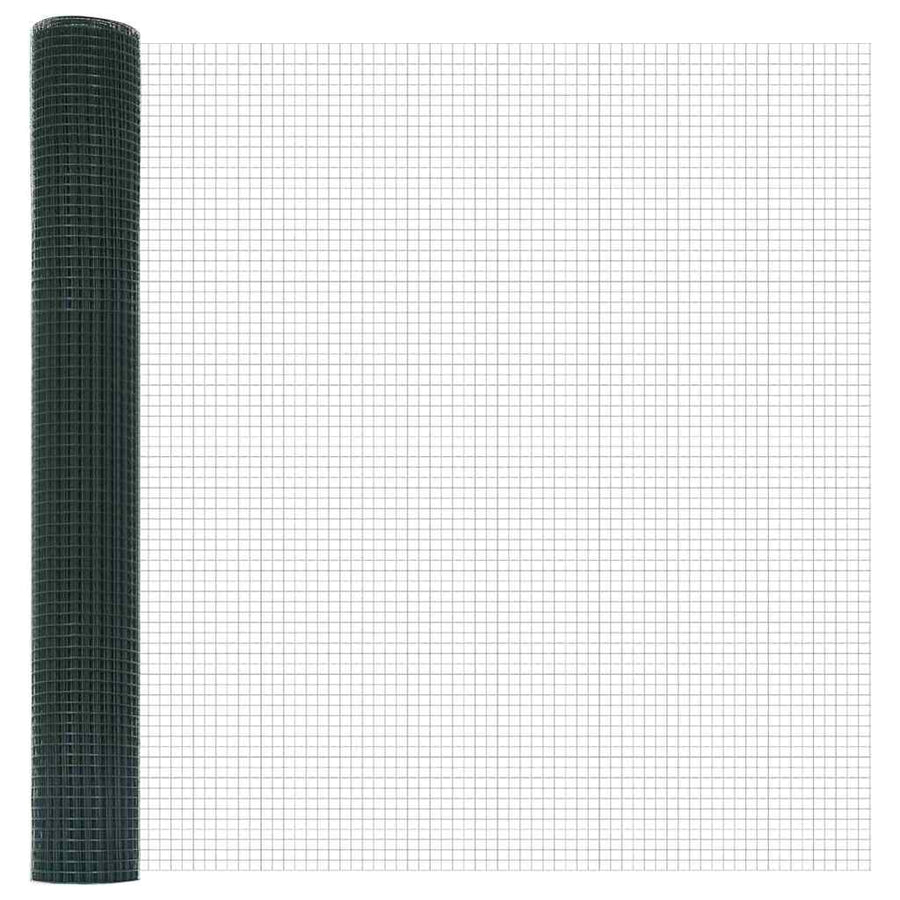 Welded Wire Fence Ground Fix 25 x 1 m PVC-Coated Steel Green